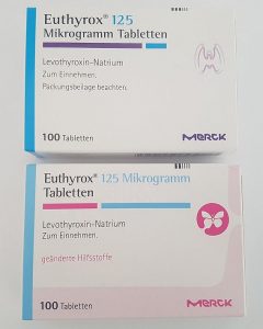 Foto alte und neue Tablettenschachtel Euthyrox
